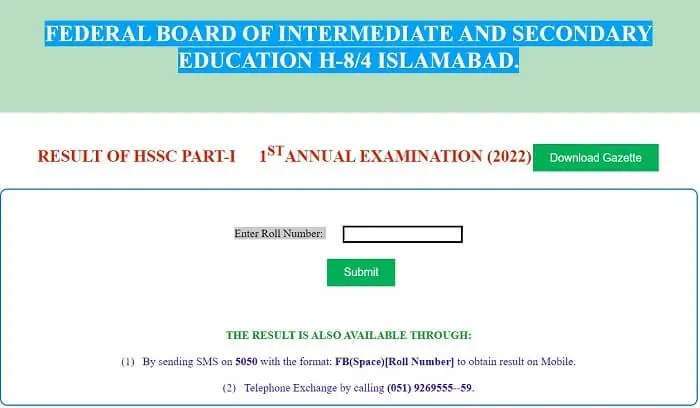 1st year - 11th class result 2023 BISE federal Board