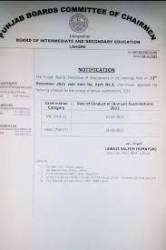 Date Sheet of 12th Class 2nd Year 2023